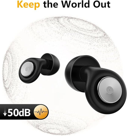 Sleep Noise-Canceling Earplugs 50dB Noise Reduction 4 Ear Tip Sizes Reusable Noise-Canceling Earplugs Silicone Hearing Protection Gear Ideal for Work and Travel (Black) (Black)