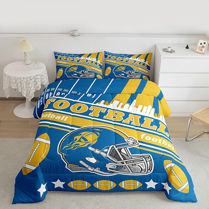 Feelyou Football Bedding Set Toddler Size Boys Girls Rugby Sports Comforter Set Women Men Football City Duvet Quilt Bedroom Decor