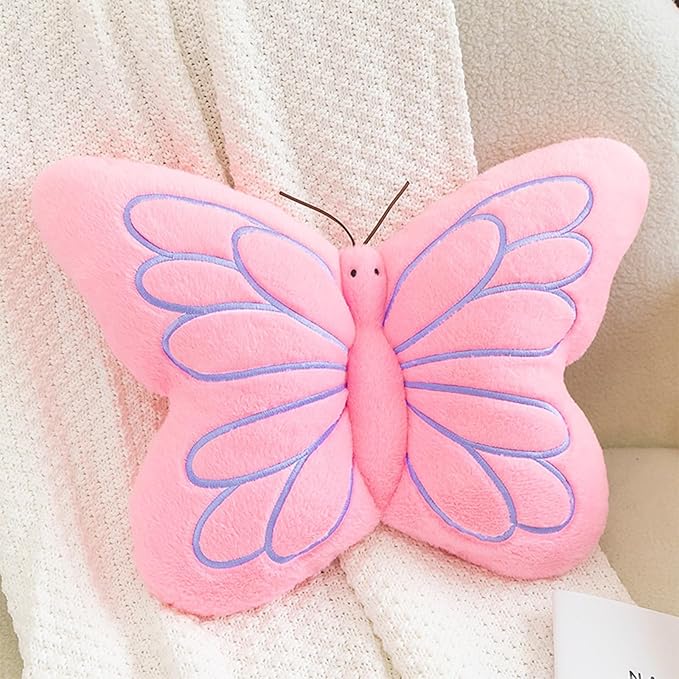 PEACH CAT Butterfly Pillow Decorative Butterfly Shaped Throw Pillows 16" x 12" Soft Plush Cushion Decor for Bedroom Living Room Sofa Couch Pink