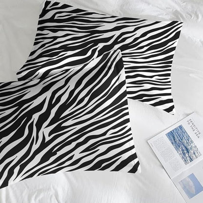 Comforter Set King Size, Zebra Stripe Animal Soft 3 Pcs Bedding for Kids and Adults, Black White Comforter Set with Pillowcase, for Bedroom Bed Decor