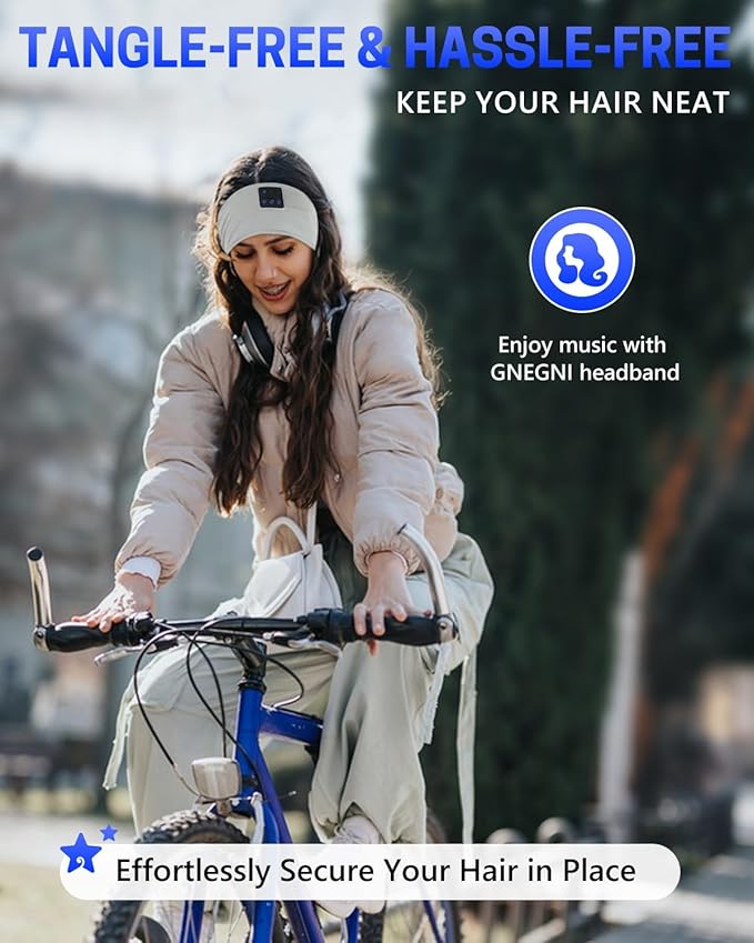 GNEGNI Sleep Headphones Bluetooth 5.4 Headband Wireless Ultra-Thin HD Stereo Speakers Headband Earphone, Unique Gifts for Women Men Sports Workout Yoga Travel Meditation