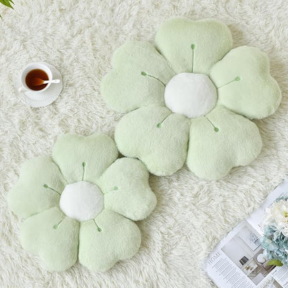 Flower Pillow, Flower Shaped Pillow Decorative Throw Pillows for Bed Couch, Cute Daisy Pillow Dorm Decor Floor Seating Cushion (Green, 19.6 Inches)