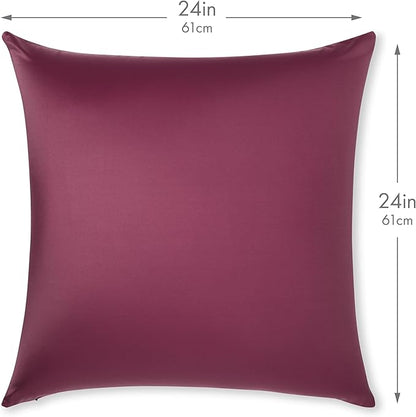 PILLOWY 24x24 Throw Pillow - Burgundy - Merlot: 1Pcs Luxurious Premium Microbead Pillow with 85/15 Nylon/Spandex Fabric. Forever Fluffy, Outstanding Beauty & Support. Silky, Soft & Beyond Comfortable