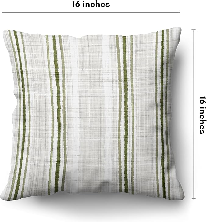Americanflat 16x16 Throw Pillow with Sewn-in Insert - All-in-One Decorative Pillows - No Cover Needed - Soft and Durable Cushion for Bed or Sofa - Polyester - Green and White