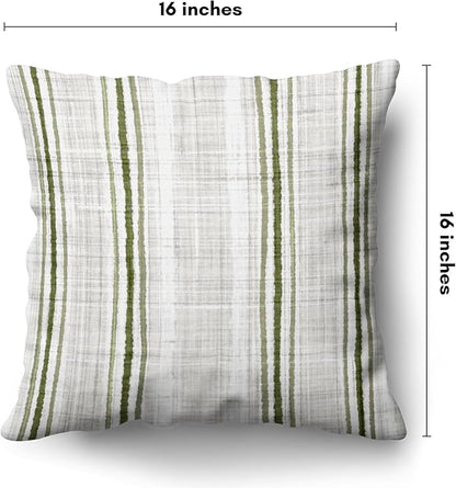 Americanflat 16x16 Throw Pillow with Sewn-in Insert - All-in-One Decorative Pillows - No Cover Needed - Soft and Durable Cushion for Bed or Sofa - Polyester - Green and White
