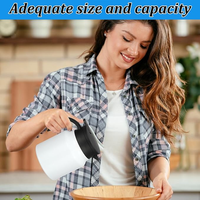 Small Thermal Coffee Carafe Stainless Steel Insulated Creamer Carafe Tea Pot 34Oz Insulation Pot (Black and White, 1000ML(34Oz))