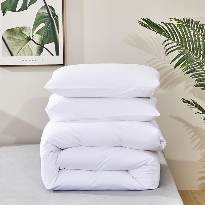 KAREVER White Fluffy Comforter Set Cal King Women Soft Durable Beddig Comforter Set MenLightweight Breathable California King