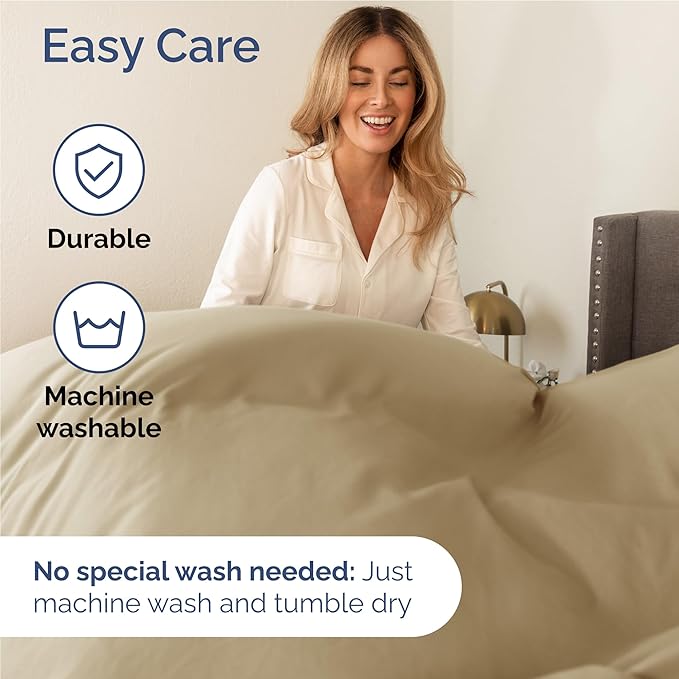 Twin XL 4 Piece Sheet Set - Comfy Breathable & Cooling - Ultra Soft Hotel Luxury Bedding Set w/ 8-16 Inch Deep Pockets - 1 Flat & 1 Fitted Sheet & 2 Pillowcases - Wrinkle Free and Easy Care - Beige