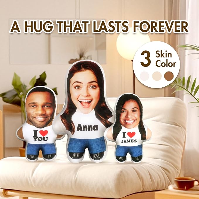 Drawelry Custom Face Photo Pillow, Personalized 3D Portrait Throw Pillow with Funny Cute Design, Birthday Valentine's Gift for Boyfriend Girlfriend Family Friends Couples (Big Boss)