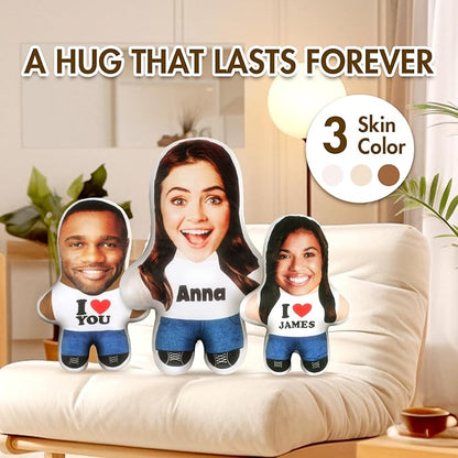 Drawelry Custom Face Photo Pillow, Personalized 3D Portrait Throw Pillow with Funny Cute Design, Birthday Valentine's Gift for Boyfriend Girlfriend Family Friends Couples (Big Boss)