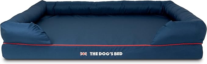 The Dog’s Bed Replacement Outer Cover, Oxford Fabric, Blue with Red Trim & UK Flag, XXL
