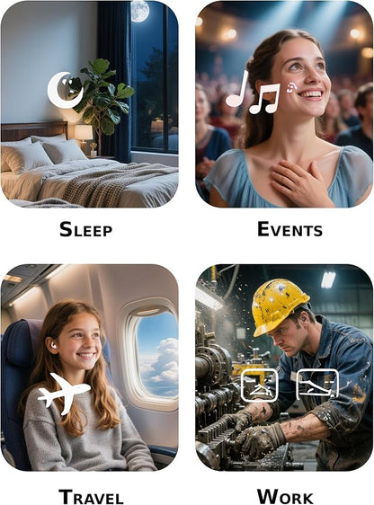 Afflatus Ear Plugs for Sleeping Noise Cancelling, 2 Pairs (S+L) Comfortable Reusable Noise Reduction Ear Plugs, Earplugs for Sleep, Snoring Light Grey