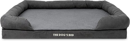 The Dog’s Bed Orthopedic Memory Foam Dog Bed with Bolsters, Plush Fabric, Grey Plush, XXL