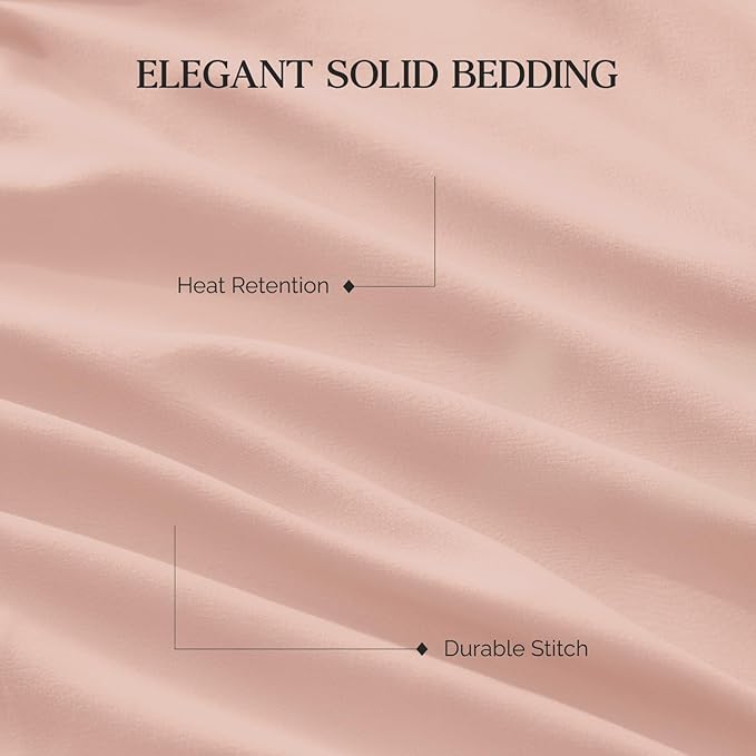 Andency California King Size Comforter Set, 3 Pieces Blush Pink Boho Solid Bedding Comforter Set, Modern Reversible Soft Fluffy Cal King Bed Set for All Season