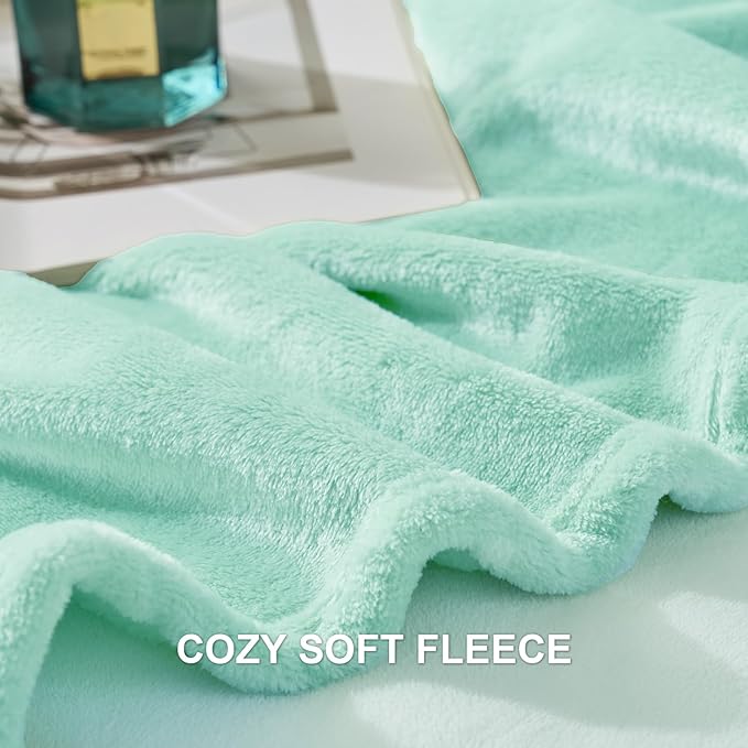 Hansleep Fleece Lake Green Twin Blanket, Super Soft Flannel Fuzzy Plush Cozy Blanket for All Seasons, Lake Green, Twin 60x80 Inches