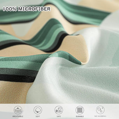 Yogeneg 7 Piece Bed in a Bag King Size Comforter Set Khaki Bedding Set,Yellow Floral Green Leaves Pattern Reversible Design,Soft Microfiber Comforter with Sheet Set,All Season(Khaki,King)