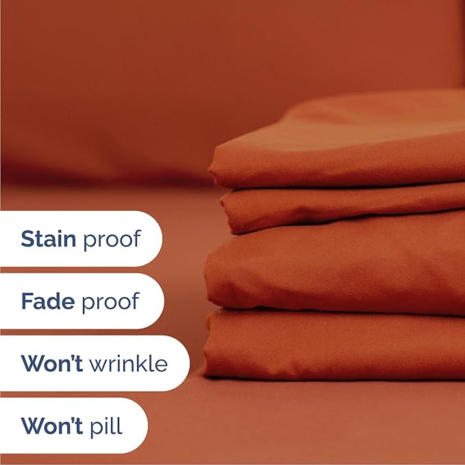 Cal King 6 Piece Sheet Set - Comfy Breathable & Cooling - Soft Hotel Luxury Bedding Set with 8-16 Inch Deep Pockets - 1 Flat & 1 Fitted Sheet & 4 Pillowcases - Wrinkle Free & Easy Care - Terracotta