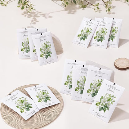 MYARO 12 Pack Jasmine Scented Sachets for Drawer, Closet & Small Spaces Air Freshener Bags, Odor Eliminator for Car, Shoes, Gym Bag Home Fragrance Gift Set