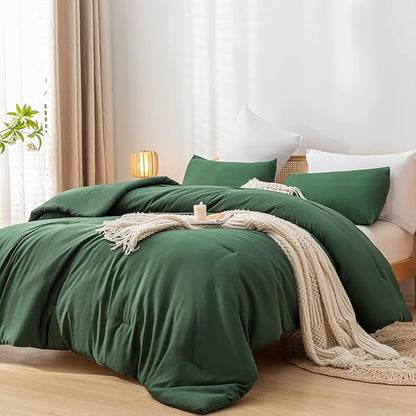 weigelia Emerald Full Size Comforter 3PCS Microfiber Full Size Comforters Set for All Season Boho Dark Green Comforter for Women and Men Soft Lightweight Bed Comforter Set