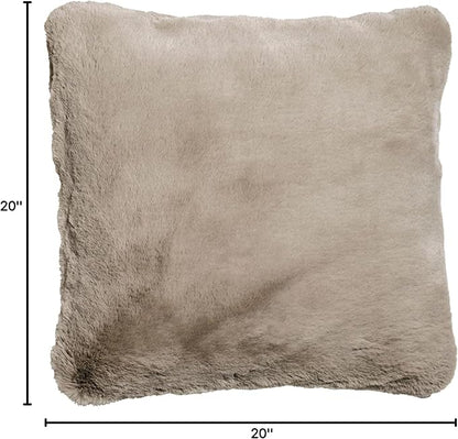 UnHide Squish - Faux Fur Pillow - Extra Soft Throw Pillow - Square Shaped Pillow, Polyester Fill - Machine Washable - Perfect for Living Room, Bedroom, or Guest Room - 20” x 20” - Taupe Ducky