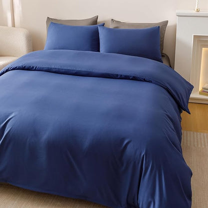 KAREVER Royal Blue Comforter Set Queen Size Blue Bedding Set Solid Color All Season 3 PCs Bedding Comforter Set Queen Size