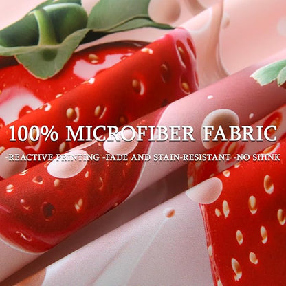 JQinHome Full Strawberry Themed Comforter Sets for Girls,6 Piece Bed in A Bag - All Season Soft Microfiber Strawberry Bedding Set, with Sheet Sets