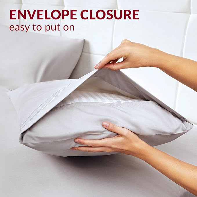 Mellanni Pillow Cases - Luxury, Extra Soft, Cooling Pillow Covers - 2 PC Iconic Collection Pillowcases - Envelope Closure (King 20" x 40", Ivory)