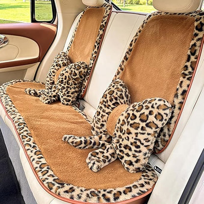 2Pcs Leopard Print Bow Throw Pillow Furry Bow Plush Pillows Cute Flower Plush Pillow Cheetah Home Decor Stuffed Bow Lumbar Pillow for Bed Couch Living Room Decor (Brown, 16in Bowknot)