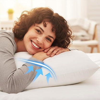 Pillows Standard Size Set of 2, Standard Pillows Set of 2 with Adjustable Down Alternative Polyester Fiber Fill, Hotel-Quality Comfort for Side, Back & Stomach Sleepers