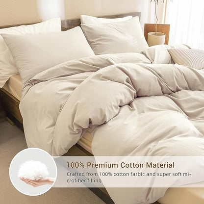 CozyTide Cotton Comforter Full Size,Solid Color Wheat Full Bedding Set,Lightweight Fluffy Ultra Soft Comforter Set 3 Pieces