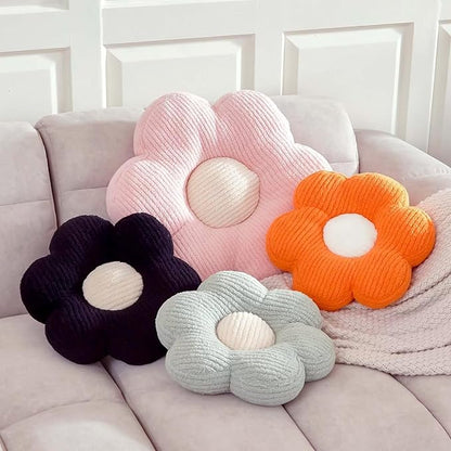 Flower Pillow, Cute Daisy Decorative Pillow for Bed, Soft Home Decor Floor Seating Cushion (Orange, 14.9 Inches)