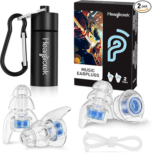Hearprotek Concert Ear Plugs, 2Pairs Reusable high Fidelity Musician Ear Plugs for Concerts Loud Music-Noise Reduction Ear Protection earplugs for Rave,Festival,Music,Tinnitus Relief