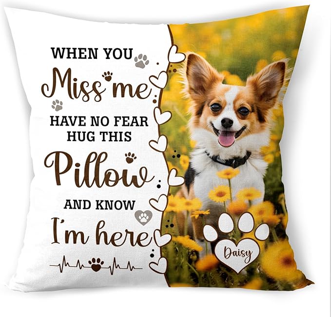 Q-Leo Personalized Pet Photo Memorial Throw Pillow (Insert Included), Pet Pillows Photo, Dog Memorial Gifts for Loss of Dog, Pet Loss Gift Sympathy Gift for Pet, Pillow Pet Dog, Pillow Case Cover