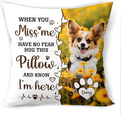 Q-Leo Personalized Pet Photo Memorial Throw Pillow (Insert Included), Pet Pillows Photo, Dog Memorial Gifts for Loss of Dog, Pet Loss Gift Sympathy Gift for Pet, Pillow Pet Dog, Pillow Case Cover