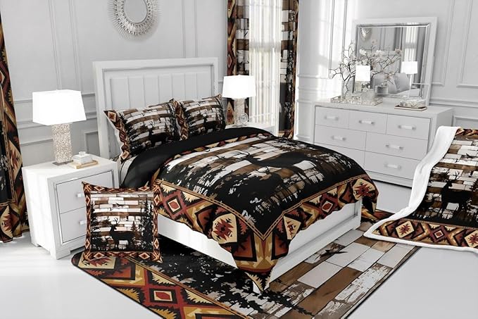 Feelyou Deer Bedding Set Wild Animal Comforter Set for Kids Boys Girls Southwestern Comforter Hunting Theme Quilt Set Bedroom Collection 2Pcs Toddler Size