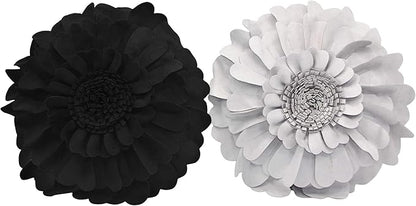 Contempo Lifestyles 13 Inch Black 3D Round Heart Floral Throw Pillow - Soft & Snuggly Suedette Polyester Fill - Decorative Accents, Gifts