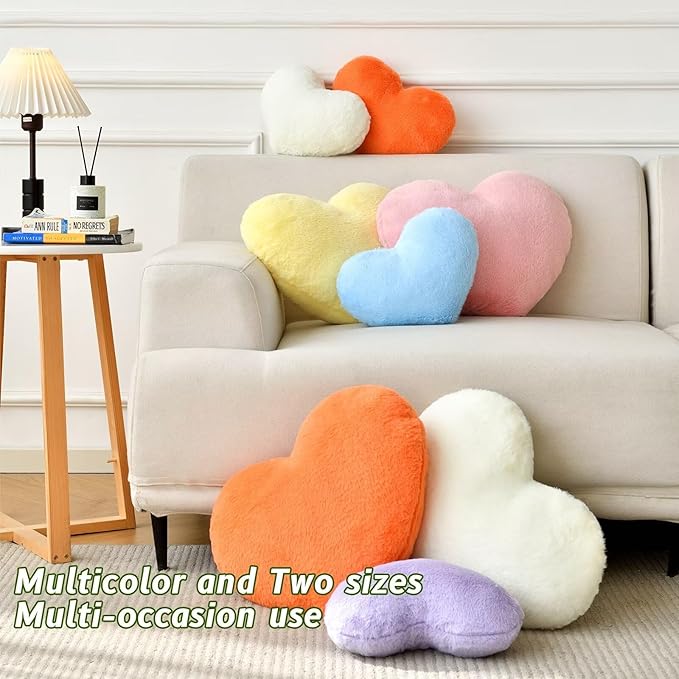 Heart Pillow Purple Throw Pillows Decorative Pillows for Bed Couch Cute Faux Rabbit Fur Small Pillow for Women Valentine Anniversary Fall Halloween Christmas Home Decor (Mini, 13"x10")