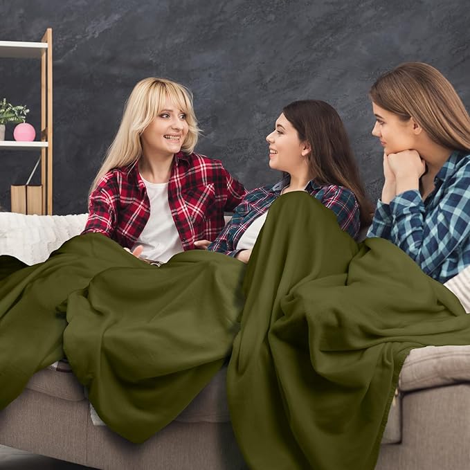 Kinlop Fleece Blanket Bulk 60 x 50 Inch Soft Lightweight Fleece Cozy Blanket Warm Throw Plush Pet Throw for Bed Couch Sofa Home Office Wedding Gifts Travel Camping(Army Green)