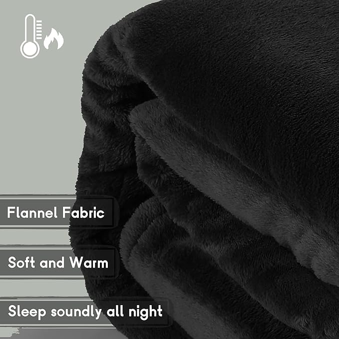Heated Blanket Electric Throw Size 50''x60'' with 5 Heating Levels, 3 Hour Auto Shut Off, Machine Washable, Flannel & Sherpa Double-Sided Soft Warming Blanket for Couch, Bed, Office - Black