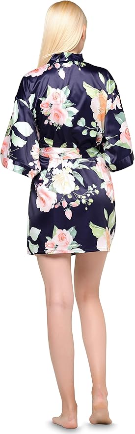 Turquaz Women's Bride Bridesmaids Silky Robe Satin Kimono Robes for Women Lingerie