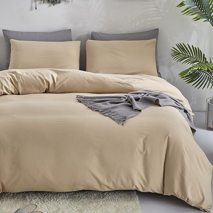 Pureant Beige Comforter Set California King Solid Champagne Bedding Comforter Sets Light Brown Cal King Blanke for Women Men Khaki Taupe Quilt Soft Breanthable Tan Sand Color
