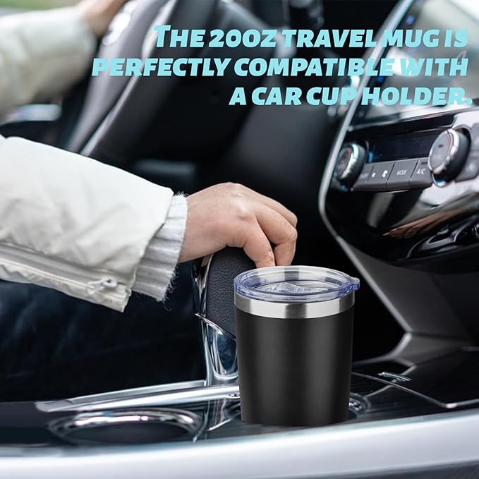 20oz Tumbler with Straw and Brush, Stainless Steel Vacuum Insulated tumbler, Double Wall Insulated Coffee Tumbler for Outdoor, Home, Travel,Office (Black,4pcs)
