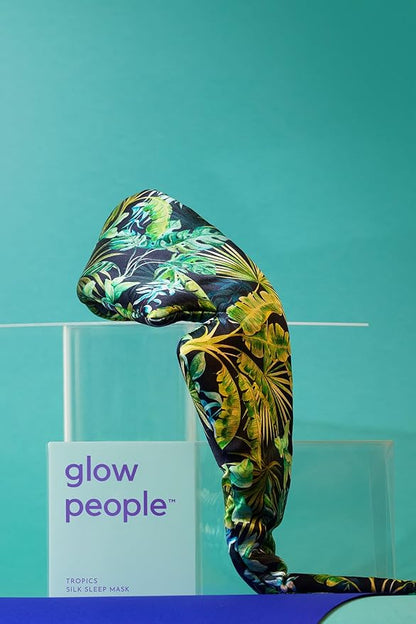 Glow People Silk Sleep Mask – 100% Mulberry Silk Eye Mask for Sleeping, Total Blackout, Cloud-Soft and Adjustable for Beauty Sleep and Travel - Tropics