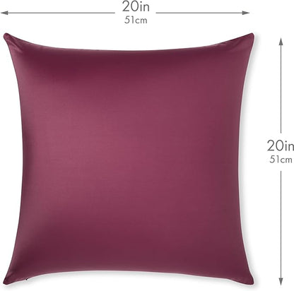 PILLOWY 20x20 Throw Pillowcase (Cover Only) -85/15 Nylon, Spandex -Luxurious, Silky, Stretchy & Soft - 1Pcs Solid Color -A Perfect Choice for Couch Chairs Sofa Bed Adult/Kids Bedroom, Burgundy-Merlot