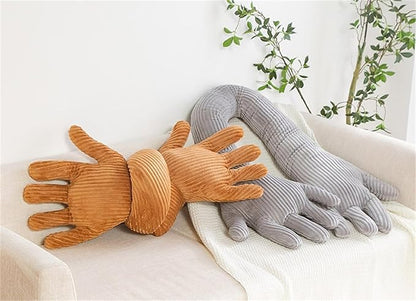 Cute Palm Pillow Simulation Palm Plush Pillow Soft Sofa Bed Pillow Funny Bedroom Decoration Office Chair Cushion (62.9in, Grey)