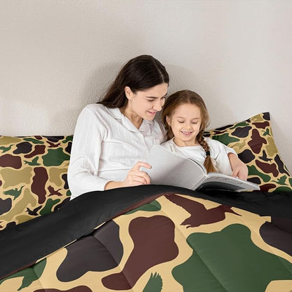 Erosebridal Camouflage Military Comforter Set Toddler Size Duck Hunting Bedding Set for Adults Teens Farmhouse Woodland Comforter Camo Huner Quilt Bedroom Decor