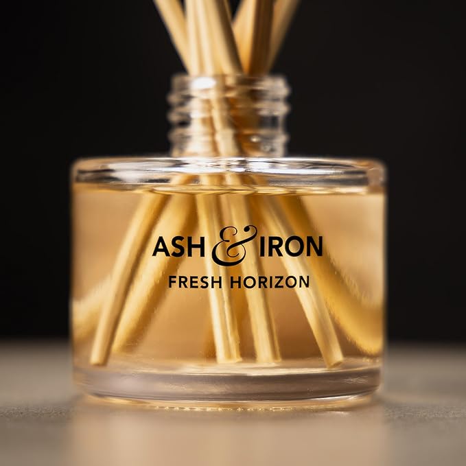 Luxury Reed Diffuser for Home & Bathroom – Ash & Iron Fresh Horizon, Crisp Alpine Air & Cactus Blossom, 125 mL, 3–5 Month Duration