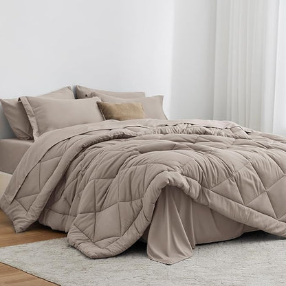 Love's cabin Twin XL Comforter Set Burlwood, 5 Pieces Twin XL Bed in a Bag, All Season Twin XL Bedding Sets with 1 Comforter, 1 Flat Sheet, 1 Fitted Sheet, 1 Pillowcase and 1 Pillow Sham