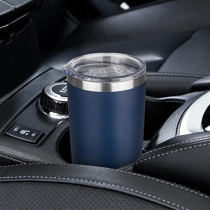 20oz Tumbler with Lid Stainless Steel Insulated Tumblers Travel Coffee Tumbler Bulk Double Wall Vacuum Insulated Water Cup Christmas Gifts for Women Men Her Him Home Office (Navy, 6pack)