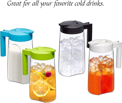 Amazing Abby - Slim Mini - Tritan Pitcher (48 oz), Unbreakable Plastic Water Pitcher with Lid, BPA-Free, Heat-Resistant, Dishwasher-Safe, Great for Iced and Hot Drinks, Indoors and Outdoors, White